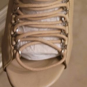Steve Madden clear lace up booties